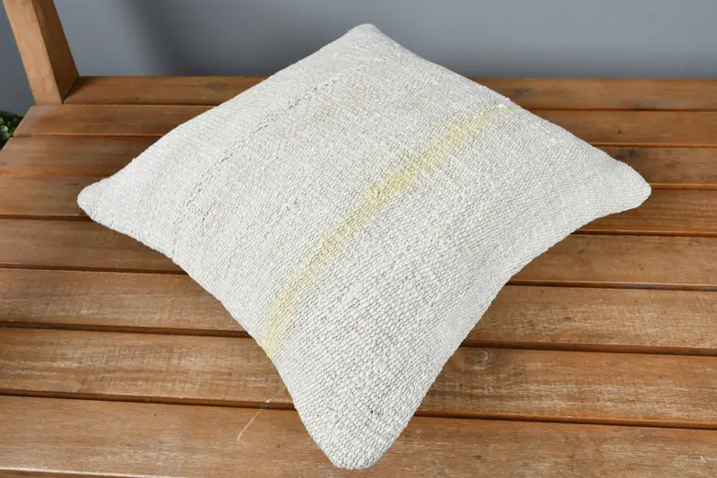 14x14 Beige Pillow Case, Cushion Cover, Kilim Pillow Cover, Aztec Pillow Cover, Ethnical Kilim Rug Pillow, Gift Pillow, Sofa Cushion - 2