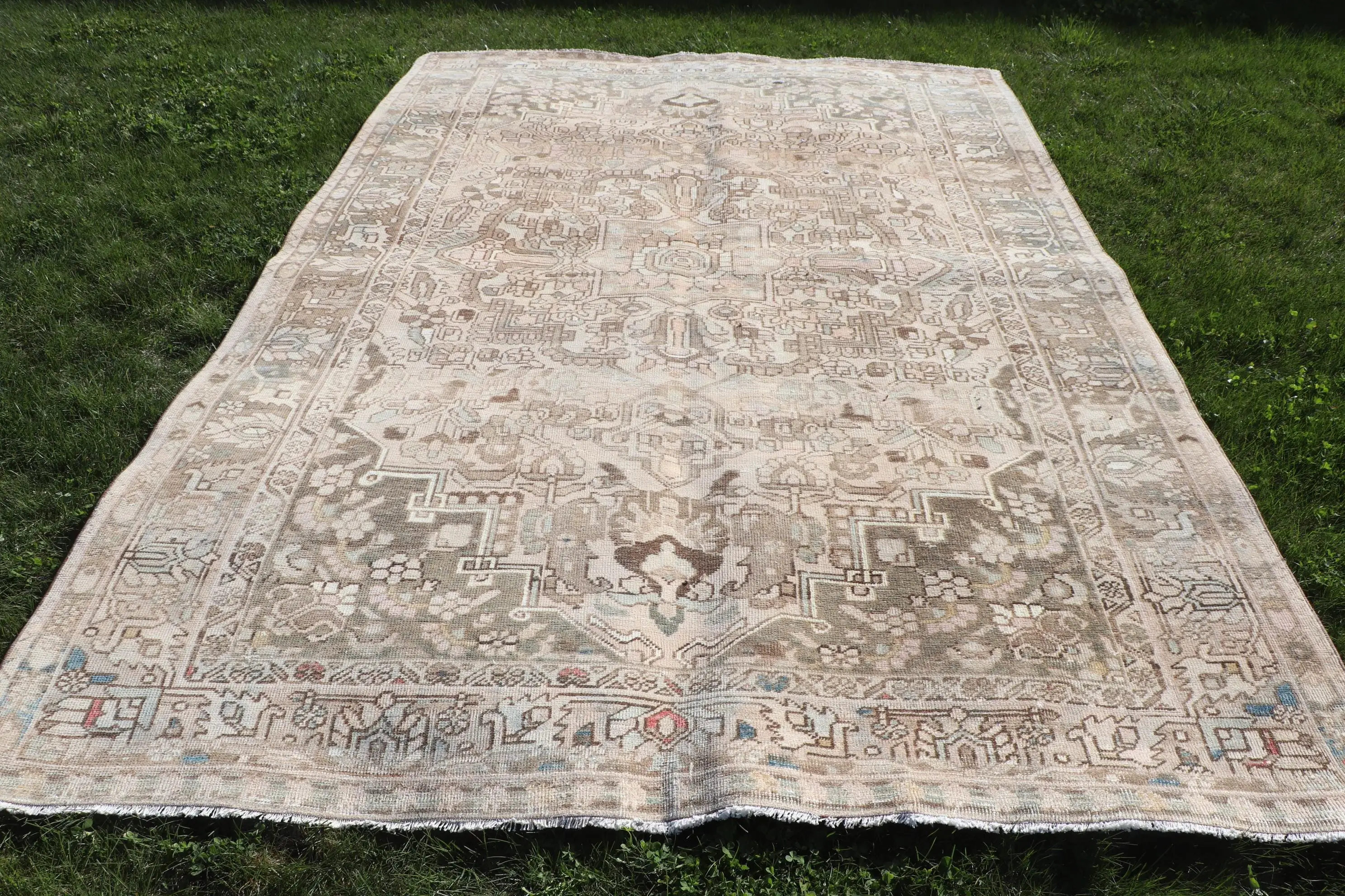 Vintage Türk Halısı 6.8x9.9 ft, Kahverengi Ombré Halı - 1