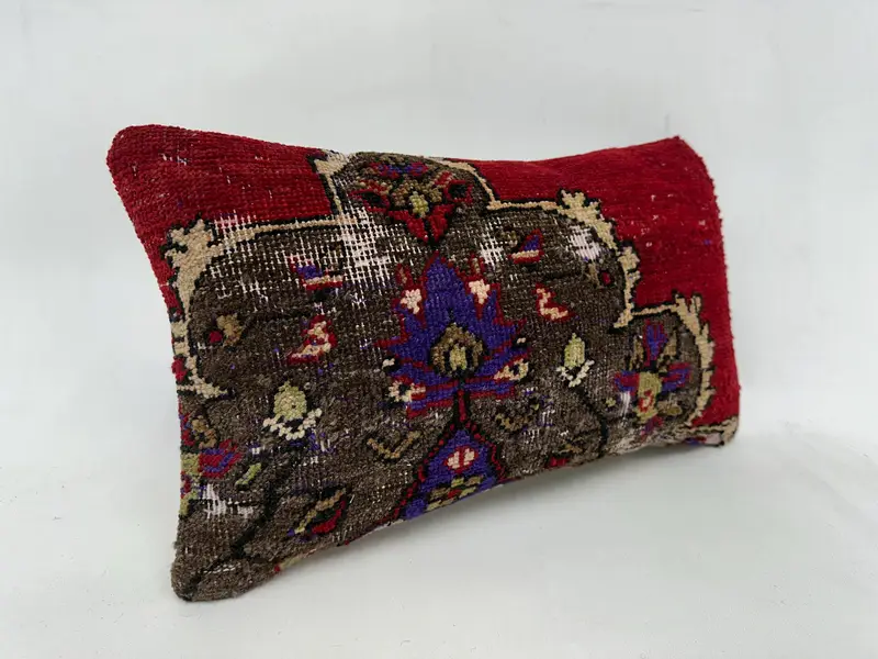 Kilim Cushion Sham, 12x20 Purple Cushion Case, Pillow Cover, Interior Designer Pillow, Turkish Corner Pillow Case, Turkish Kilim Pillow - 3