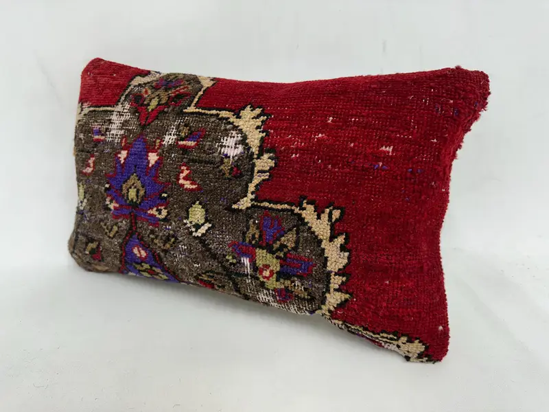 Kilim Cushion Sham, 12x20 Purple Cushion Case, Pillow Cover, Interior Designer Pillow, Turkish Corner Pillow Case, Turkish Kilim Pillow - 4