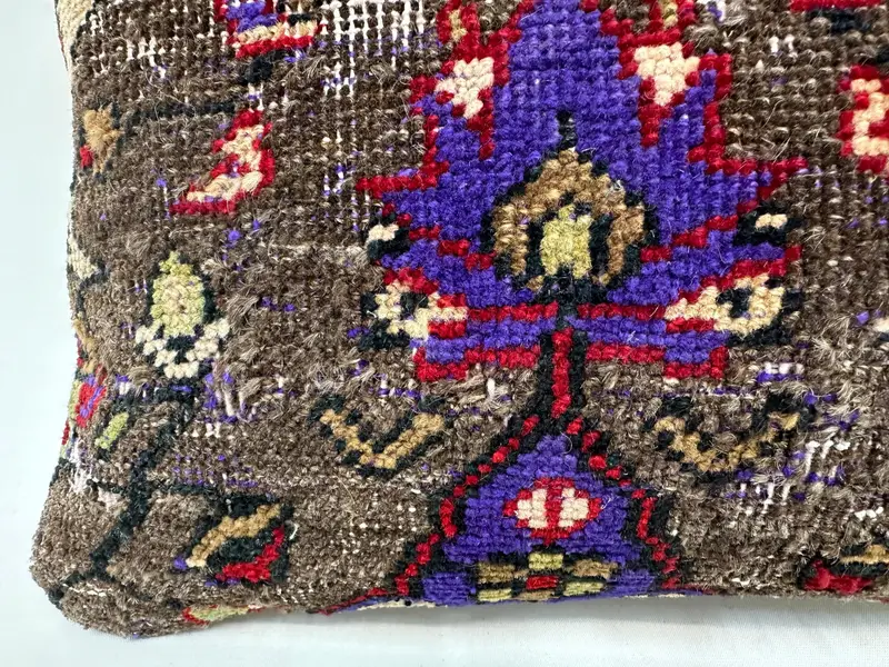 Kilim Cushion Sham, 12x20 Purple Cushion Case, Pillow Cover, Interior Designer Pillow, Turkish Corner Pillow Case, Turkish Kilim Pillow - 2