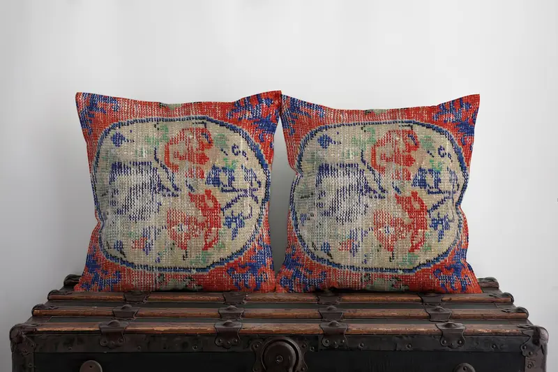 Südwestliches besticktes Wurfkissen, Vintage Chenille Kissen