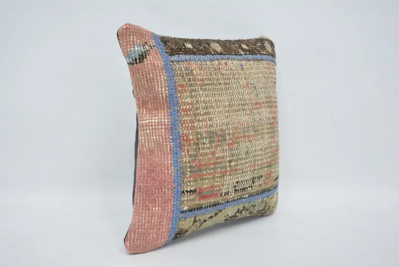 Boho Pillow Sham Cover, Antique Pillows, Kilim Pillow Cover, 12x12 Brown Pillow Sham, Aztec Cushion, Pillow Case, Aesthetic Pillow Case - 3