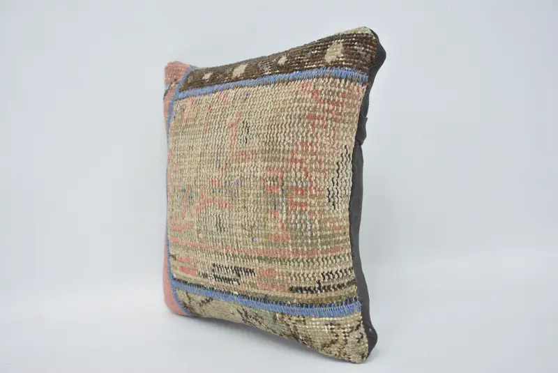 Boho Pillow Sham Cover, Antique Pillows, Kilim Pillow Cover, 12x12 Brown Pillow Sham, Aztec Cushion, Pillow Case, Aesthetic Pillow Case - 4