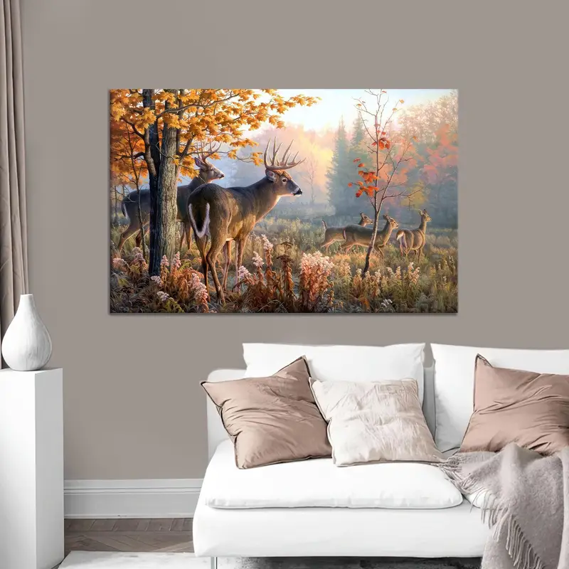 エレガントな鹿の森のキャンバス プリント: 農家の装飾の喜び