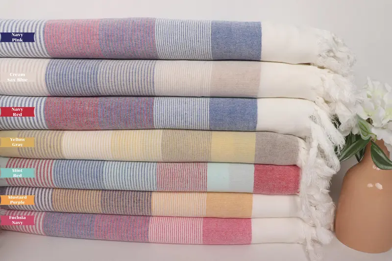 Custom Beach Towels, Personalized Beach Towel, Friends Beach Towel, Gift For Mom, Bachelorette Party Favors, 68x40 Cotton Striped Towel, Thin towel - 1