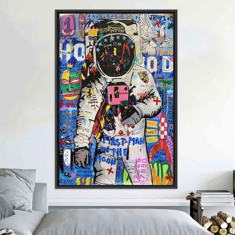 モダン グラフィティ アストロノート キャンバス: スペースマン アート プリント