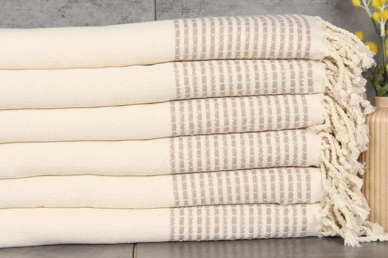 Personalized Monogram Turkish Beach Towel, Light Beige, 36x69 Inches