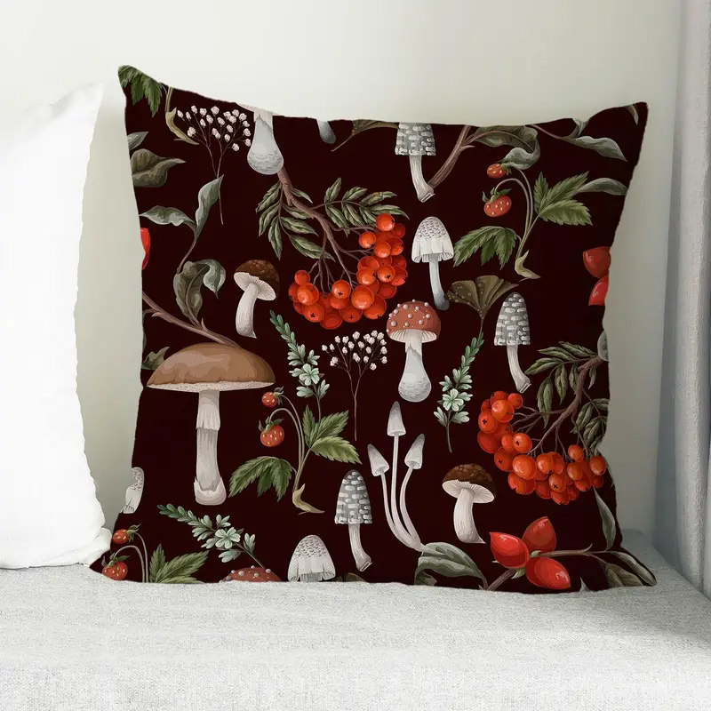 Mushroom Pattern Printed Pillow: Abstract Design for Modern Decor