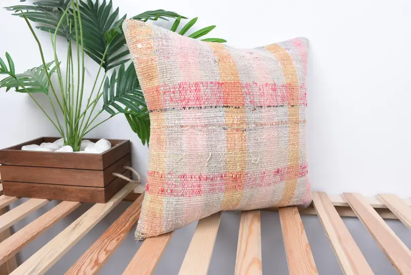 Custom Cushion, 18x18 Red Pillow, Handmade Kilim Cushion, Throw Kilim Pillow, Car Pillow Case, Cushion Cover, Kilim Pillow - 4
