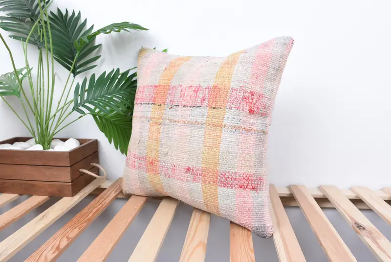 Custom Cushion, 18x18 Red Pillow, Handmade Kilim Cushion, Throw Kilim Pillow, Car Pillow Case, Cushion Cover, Kilim Pillow - 5