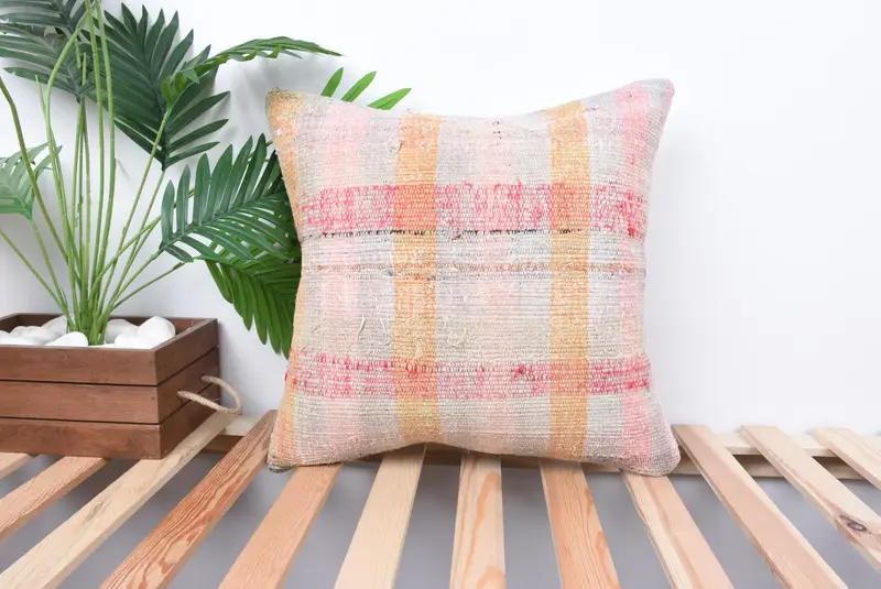 Custom Cushion, 18x18 Red Pillow, Handmade Kilim Cushion, Throw Kilim Pillow, Car Pillow Case, Cushion Cover, Kilim Pillow - 1
