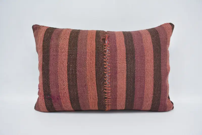 Decorative Pillow Sham, Handmade Kilim Cushion, Pillow for Couch, 16x24 Pink Pillow Case, Retro Cushion, Vintage Kilim Pillow, Pillow - 1