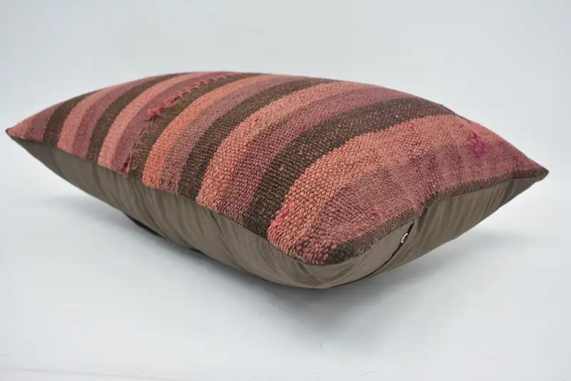 Decorative Pillow Sham, Handmade Kilim Cushion, Pillow for Couch, 16x24 Pink Pillow Case, Retro Cushion, Vintage Kilim Pillow, Pillow - 6