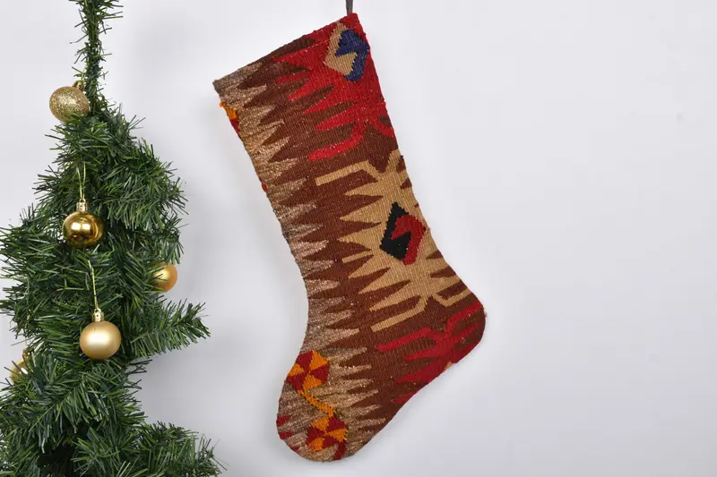 Patrón de adornos navideños, calcetín navideño de 7 pulgadas de ancho