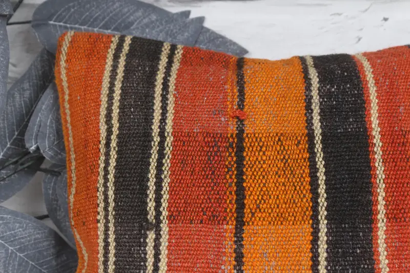 Handmade Kilim Cushion, Southwestern Pillow Cover, 12x12 Orange Cushion, Kilim Cushion Sham, Armchair Pillow Sham, Pillow Case, Pillow for Sofa - 2