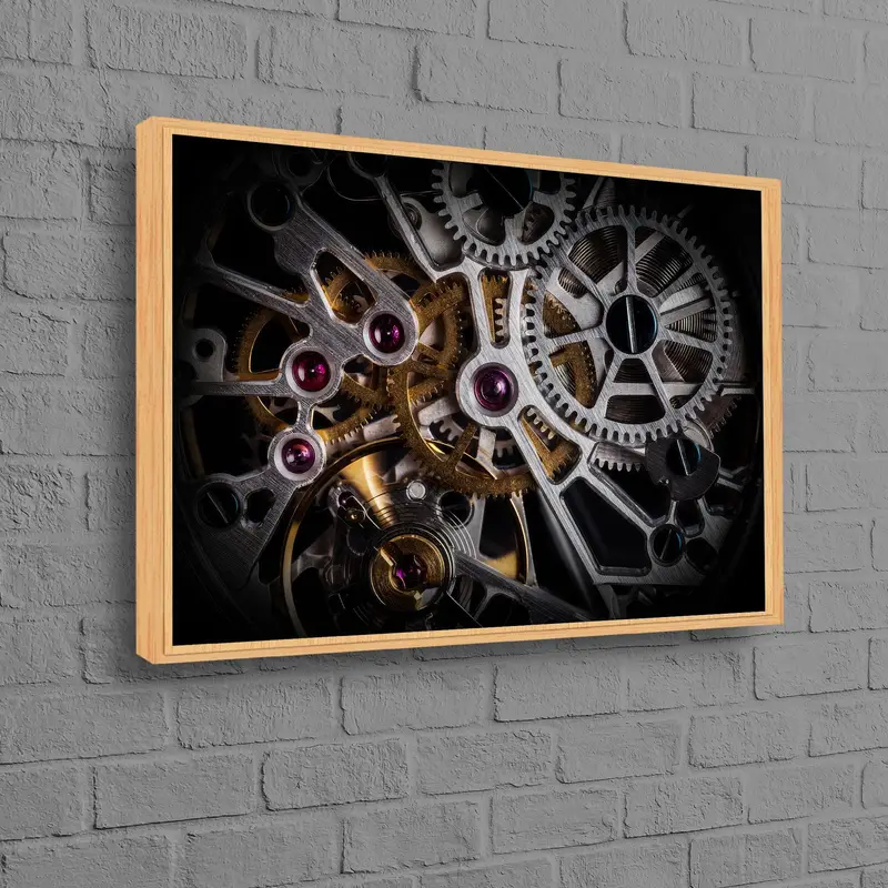 エレガントなゴールド時計仕掛けキャンバス: 芸術的なオフィス装飾プリント