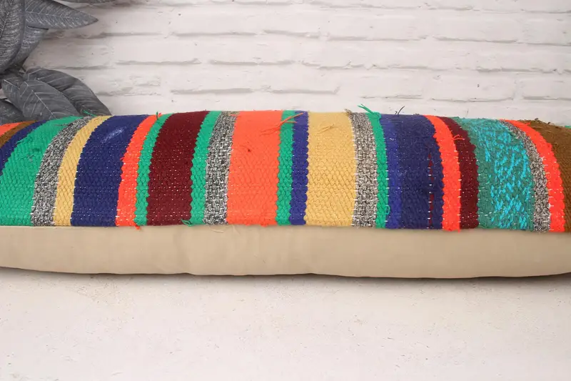 12x36 Green Pillow Cover, Turkish Pillow, Handmade Kilim Cushion, Pillow Cover, Vintage Kilim Throw Pillow, Cotton Pillow Cover, Muted Pillow - 5