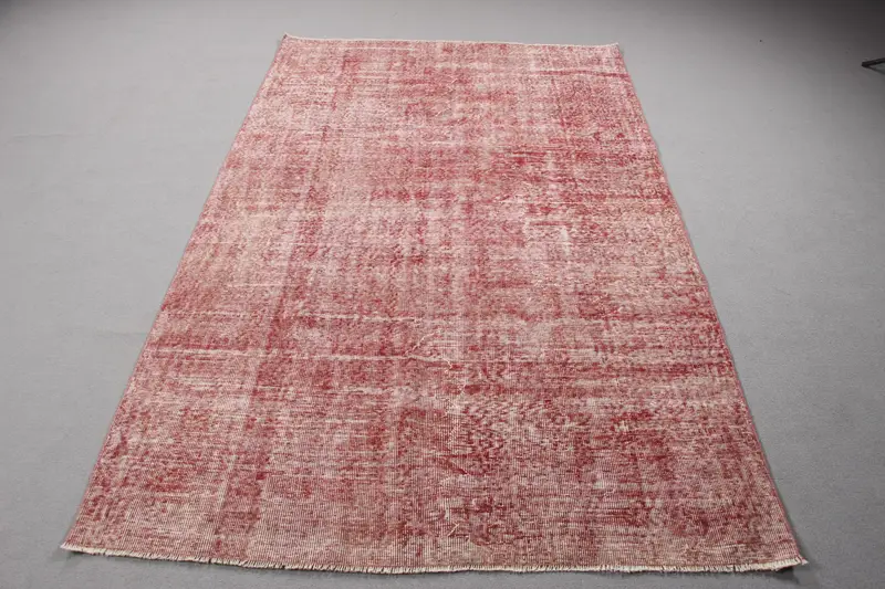 Red Polka Dot Rug, 4,8x7,8 ft Chic Living Space Accent