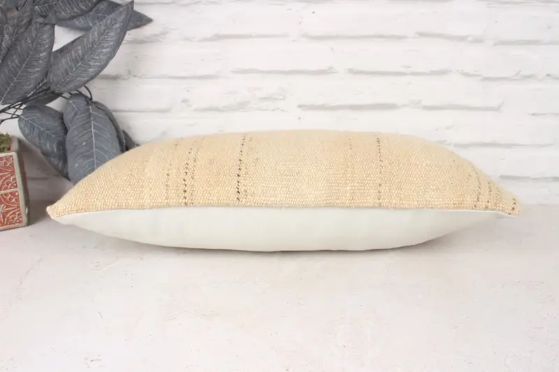 Authentic Cushion Case, 10x20 Beige Cushion, Boho Pillow, Interior Designer Pillow, Turkish Kilim Pillow, Pillow Sham, Outdoor Throw Cushion - 5