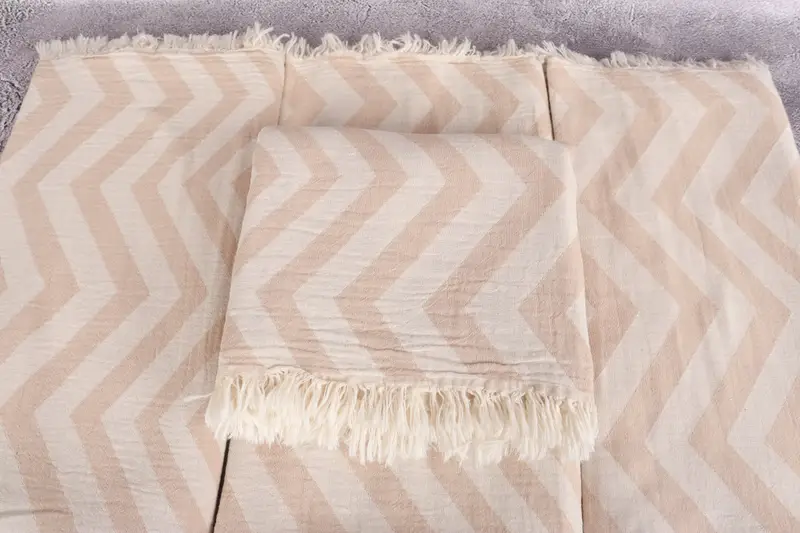 Turkish Bath Towel Set, Gift For Her, Yoga Towel, Turkish Towel USA, Gift For Bride, 70x40 Cotton Zigzag Design Towel, Custom Wedding Gift - 4