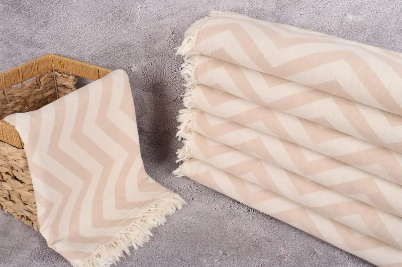 Turkish Bath Towel Set, Gift For Her, Yoga Towel, Turkish Towel USA, Gift For Bride, 70x40 Cotton Zigzag Design Towel, Custom Wedding Gift - 3