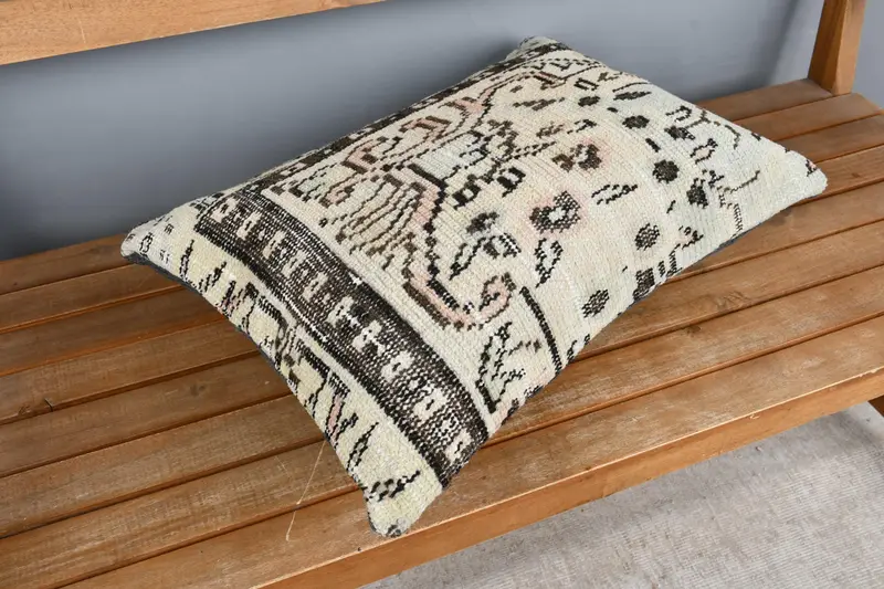 16x24 Beige Pillow Case, Handmade Kilim Cushion, Cushion, Rustic Cushion, Turkish Kilim Pillow, Pillow for Couch, Car Pillow Cover - 2