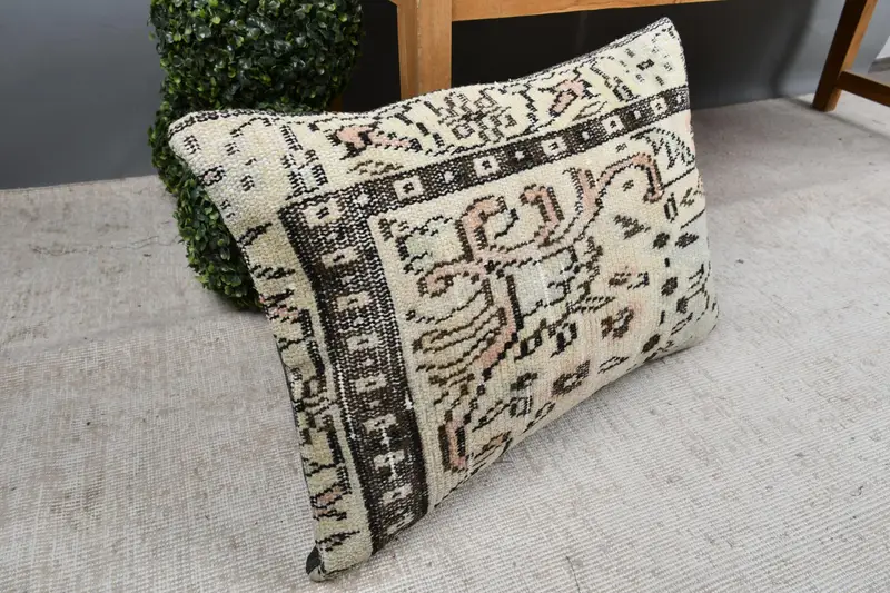 16x24 Beige Pillow Case, Handmade Kilim Cushion, Cushion, Rustic Cushion, Turkish Kilim Pillow, Pillow for Couch, Car Pillow Cover - 7