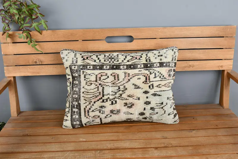 16x24 Beige Pillow Case, Handmade Kilim Cushion, Cushion, Rustic Cushion, Turkish Kilim Pillow, Pillow for Couch, Car Pillow Cover - 6