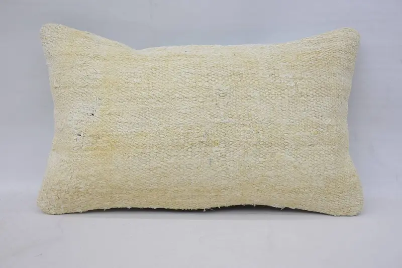 Vintage Pillow Sham, White Moroccan 12x20 inch Cushion Cover - 1