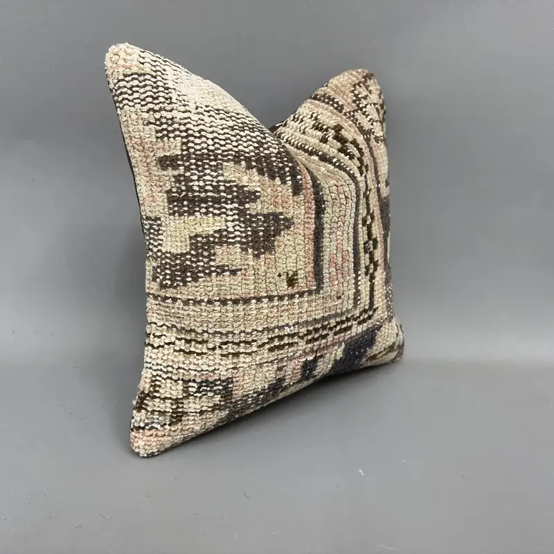 Home Decor Pillow, Antique Pillows, 12x12 Beige Pillow Case, Cushion Case, Outdoor Patio Pillow, Bed Pillow, Vintage Kilim Throw Pillow - 2