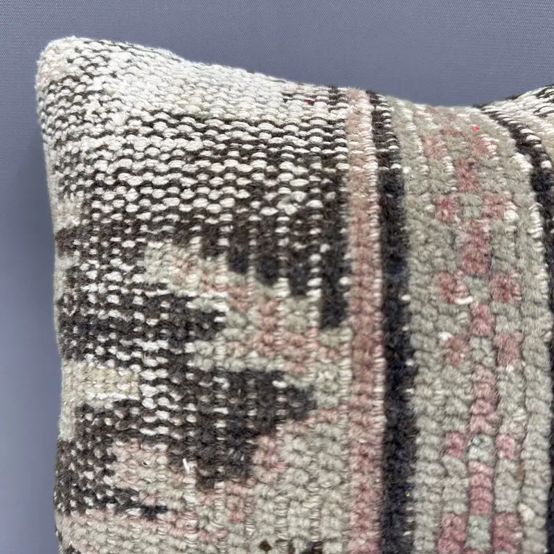Home Decor Pillow, Antique Pillows, 12x12 Beige Pillow Case, Cushion Case, Outdoor Patio Pillow, Bed Pillow, Vintage Kilim Throw Pillow - 5
