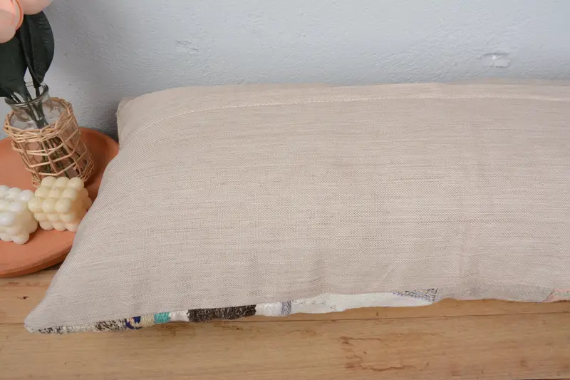 Vintage Kilim Pillow, Turkish Pillow, 16x36 Beige Pillow, Pillow for Couch, Nomadic Pillow, Cushion, Yoga Pillow Sham, Yoga Pillow Cover - 6