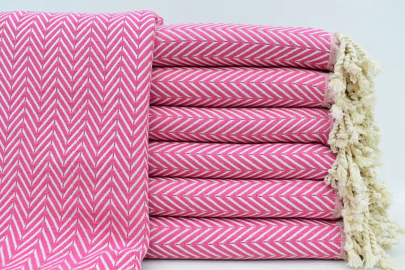 Peshtemal Towel, Handmade Turkish Towel, Gifts For Him, 70x40 Cotton Zig zag Towel, Custom Towel, Wedding Day Gift For Bride, Monogram Beach Towel - 1