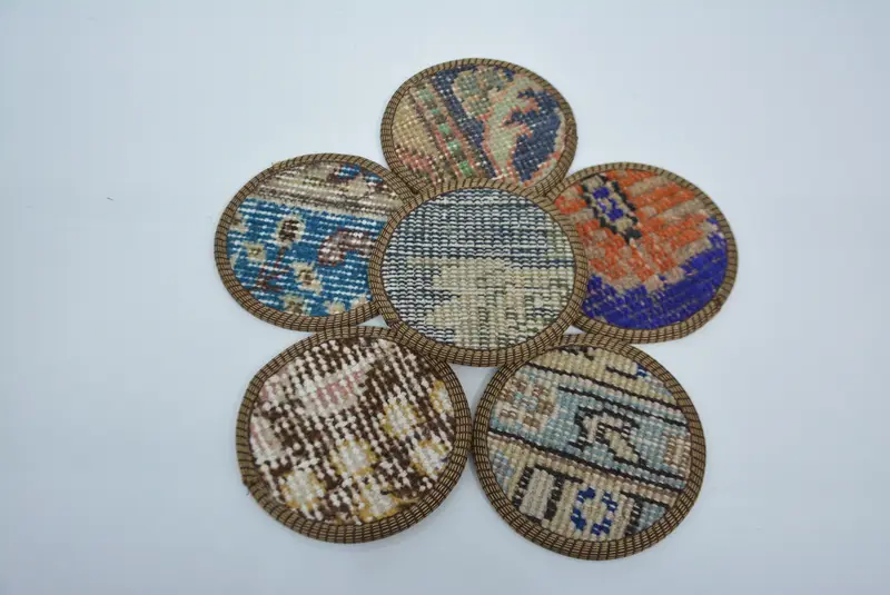 Posavasos redondo bohemio, posavasos naranja y bronce