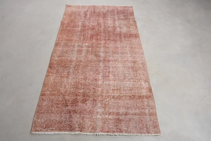 3.3x6.2 ft Turkish Vintage Rug, Accent Rug, Oushak Red Wool Rug - 1