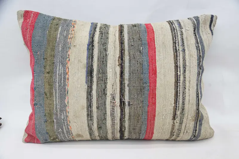 Office Chair Cushion, 20x28 Beige Pillow Cover, Pillow Sham, Handmade Kilim Cushion, Meditation Pillow, Kilim Pillow, Kilim Pillow Cover - 1