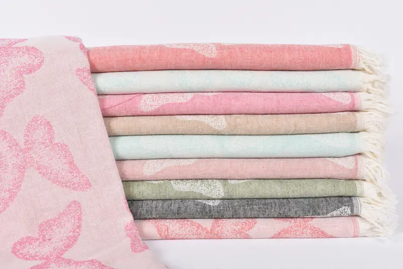 Bath Towel Monogrammed Turkish Organic Cotton Mint Butterfly, 67x36 Inches