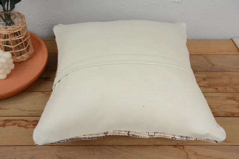 Sofa Bolster Cushion, Turkish Pillow, Pillow for Sofa, Pillow Case, Ottoman Cushion Case, Kilim Pillow Cover, 16x16 Blue Pillow - 6