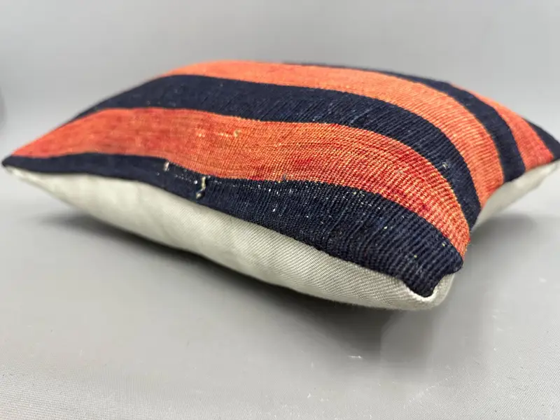 Throw Kilim Pillow, Ethnic Pillow Sham, Turkish Kilim Pillow, Home Decor Pillow, 12x20 Orange Pillow, Handwoven Pillow Cover Cushion, Pillow - 6