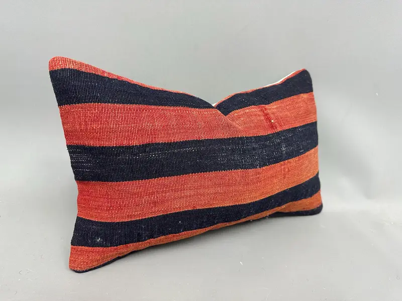 Throw Kilim Pillow, Ethnic Pillow Sham, Turkish Kilim Pillow, Home Decor Pillow, 12x20 Orange Pillow, Handwoven Pillow Cover Cushion, Pillow - 2