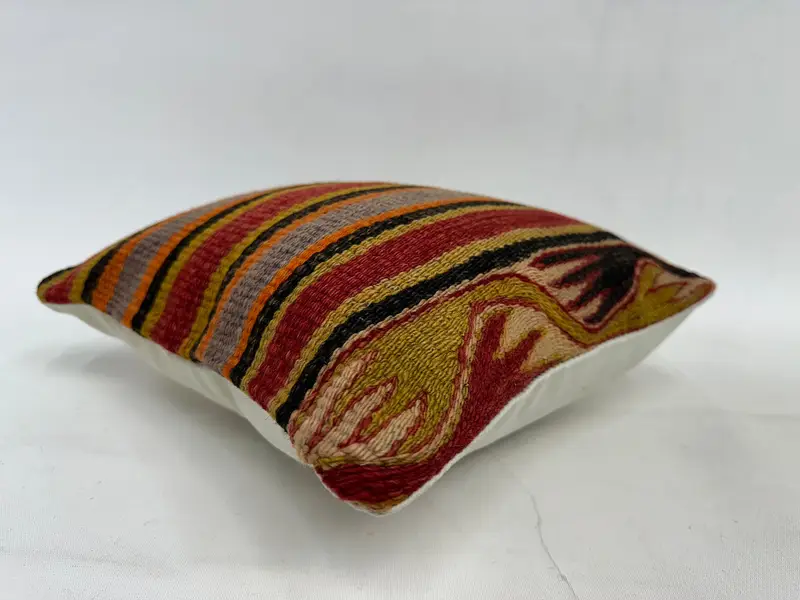Kilim Pillow Cover, Kilim Cushion Sham, Pillow for Sofa, 12x12 Orange Cushion Cover, Aesthetic Pillow Sham, Cushion Case - 6