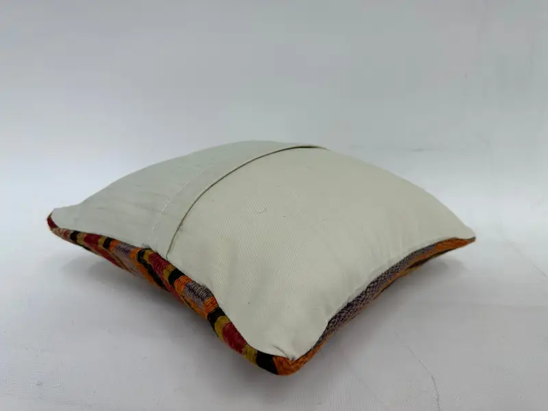 Kilim Pillow Cover, Kilim Cushion Sham, Pillow for Sofa, 12x12 Orange Cushion Cover, Aesthetic Pillow Sham, Cushion Case - 7
