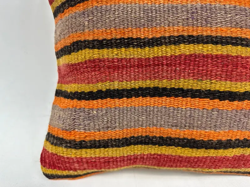 Kilim Pillow Cover, Kilim Cushion Sham, Pillow for Sofa, 12x12 Orange Cushion Cover, Aesthetic Pillow Sham, Cushion Case - 2