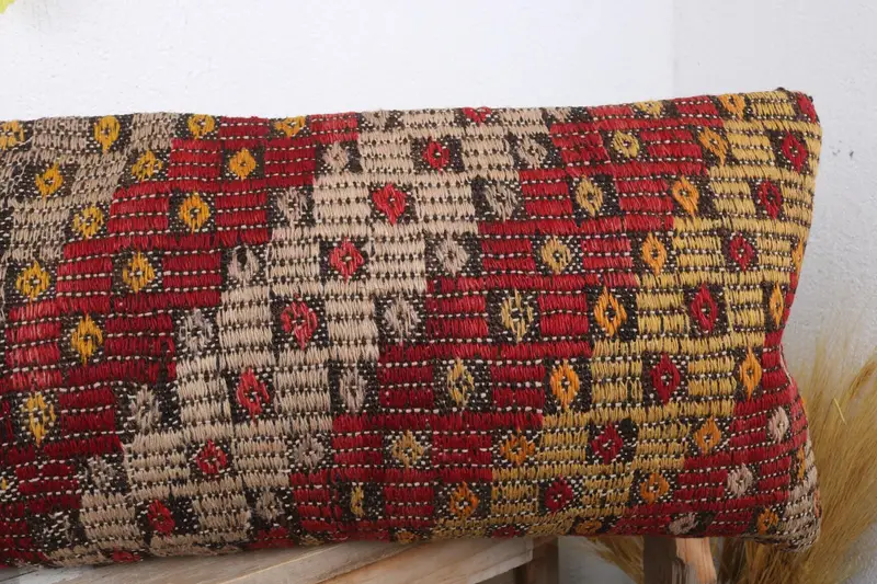 Pillow Sham, Kilim Pillow Cover, Interior Designer Pillow, Nomadic Cushion, Southwestern Pillow Cover, 12x36 Red Pillow, Gift Pillow - 5