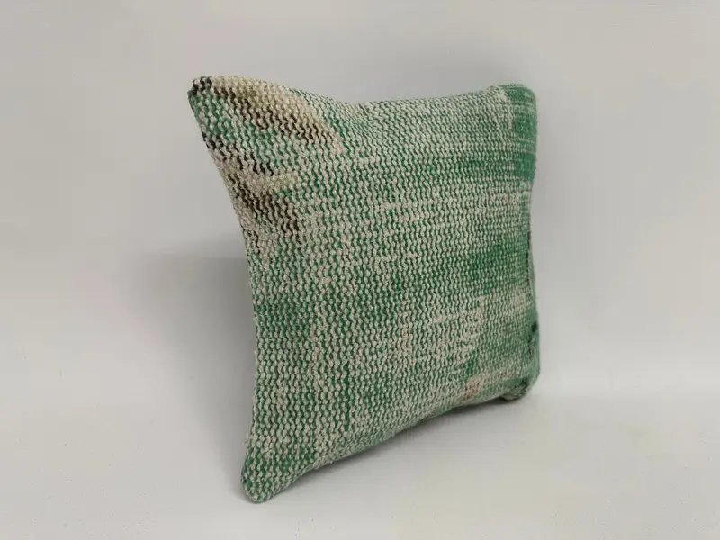 Pillow Cover, Handmade Kilim Cushion, Bench Pillow Cover, Boho Pillow, 12x12 Green Pillow Cover, Vintage Cushion Cover, Antique Pillows - 3
