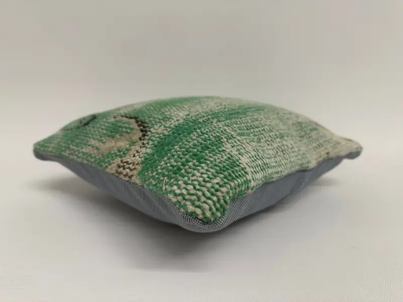 Pillow Cover, Handmade Kilim Cushion, Bench Pillow Cover, Boho Pillow, 12x12 Green Pillow Cover, Vintage Cushion Cover, Antique Pillows - 6