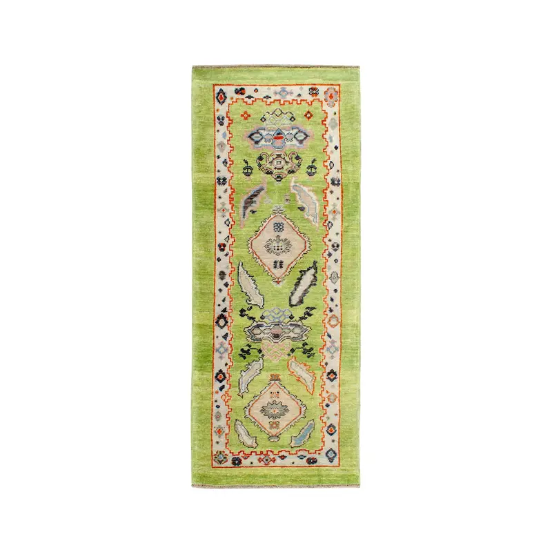 3.2x7.9 ft Turkish Rug, Area Vintage Rug, Green Southwestern Rug - 1