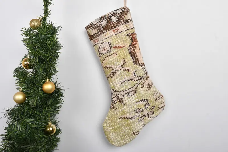 Noel Süsleri Deseni, 7 İnç Geniş Tatil Çorabı