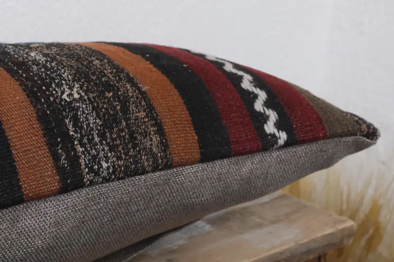 Handmade Cushion, Vintage Kilim Throw Pillow, Ethnical Kilim Rug Pillow, Interior Designer Pillow, 12x24 Red Pillow Cover, Cushion Cover - 6